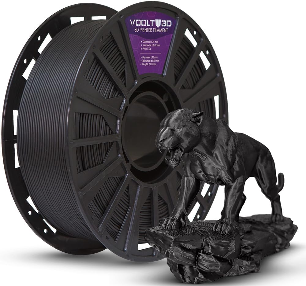 Filamento PLA Velvet Preto Fosco Voolt3D